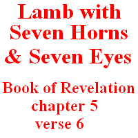 Lamb with Seven Horns & Seven Eyes: Book of Revelation, chapter 5, verse 6.